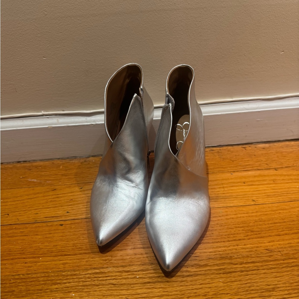 Jessica Simpson Shiny Silver Heeled Boots